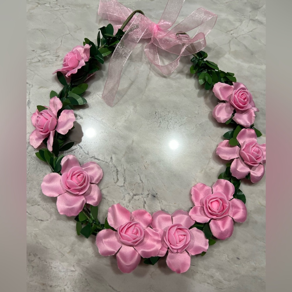 Source Unknown Pink Floral Hair Headpiece